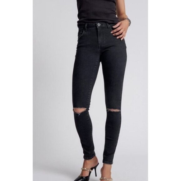 New One Teaspoon Freebirds II Skinny Jeans Womens 25 Black High Waist - Picture 1 of 6
